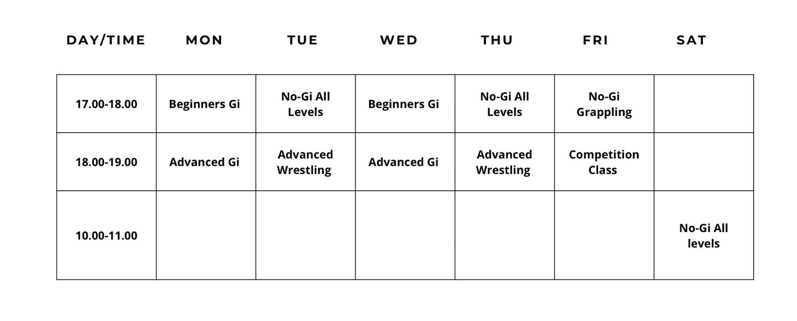 BJJ Phuket Grappling Academy - Kids Schedule